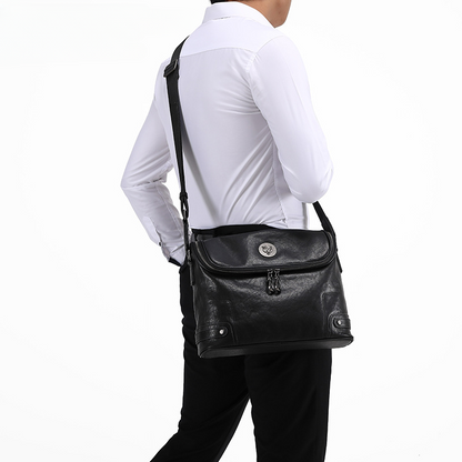 Men's shoulder bag, genuine cowhide leather, casual, multi-functional, large capacity, fashion crossbody bag 
