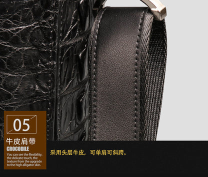 Siamese crocodile skin genuine leather men's briefcase handbag business trip commuting meeting business bag office bag file bag handbag shoulder bag 