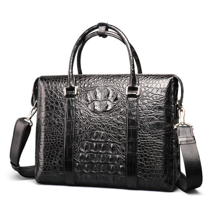 Siamese crocodile skin genuine leather men's briefcase handbag business trip commuting meeting business bag office bag file bag handbag shoulder bag 