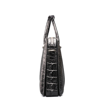 Siamese crocodile skin genuine leather men's briefcase handbag business trip commuting meeting business bag office bag file bag handbag shoulder bag 