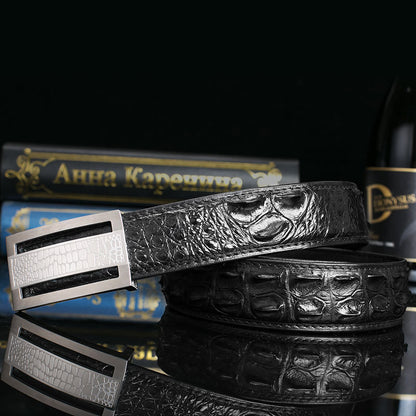 Siamese Crocodile Skin Genuine Leather Men's Belt Smooth Buckle Stylish Business Casual Belt Gift Present 