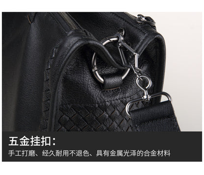 Men's Briefcase Sheepskin Genuine Leather Crossbody Shoulder Bag Computer Bag Business Handbag 