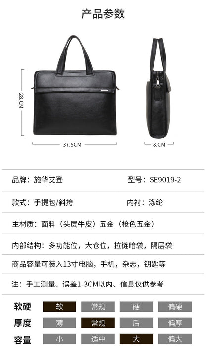 Men's handbag genuine cowhide leather computer bag business briefcase 