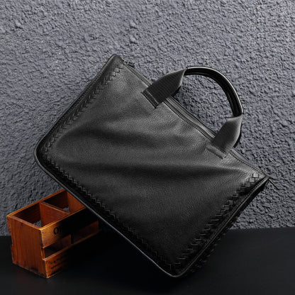 Men's Briefcase Sheepskin Genuine Leather Crossbody Shoulder Bag Computer Bag Business Handbag 