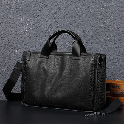Men's Briefcase Sheepskin Genuine Leather Crossbody Shoulder Bag Computer Bag Business Handbag 