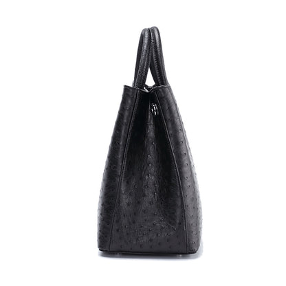Fashionable Ostrich Leather Women's Bag Genuine Ostrich Leather Large Capacity Casual Handbag Leather Tote Bag