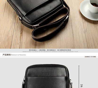 Men's Shoulder Bag Made of Genuine Cowhide Leather Fashion Large Capacity Crossbody Bag 