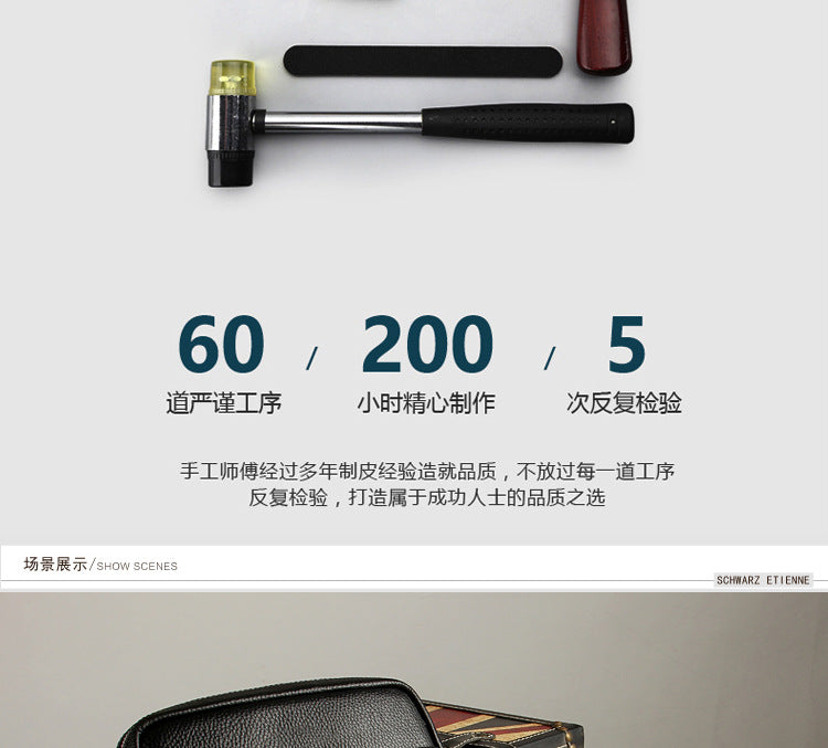 Men's Shoulder Bag Made of Genuine Cowhide Leather Fashion Large Capacity Crossbody Bag 