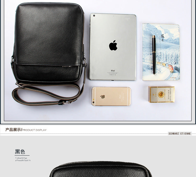 Men's Shoulder Bag Made of Genuine Cowhide Leather Fashion Large Capacity Crossbody Bag 