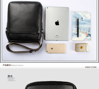 Men's Shoulder Bag Made of Genuine Cowhide Leather Fashion Large Capacity Crossbody Bag 