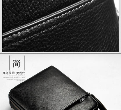 Men's Shoulder Bag Made of Genuine Cowhide Leather Fashion Large Capacity Crossbody Bag 