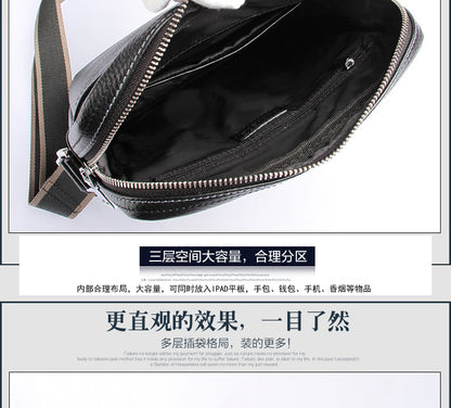 Men's Shoulder Bag Made of Genuine Cowhide Leather Fashion Large Capacity Crossbody Bag 