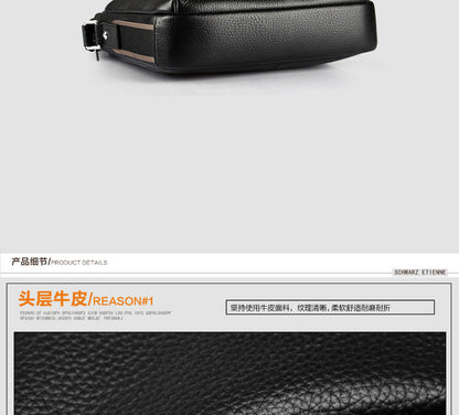 Men's Shoulder Bag Made of Genuine Cowhide Leather Fashion Large Capacity Crossbody Bag 