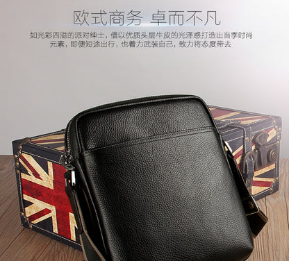 Men's Shoulder Bag Made of Genuine Cowhide Leather Fashion Large Capacity Crossbody Bag 