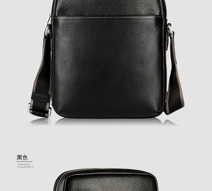 Men's Shoulder Bag Made of Genuine Cowhide Leather Fashion Large Capacity Crossbody Bag 