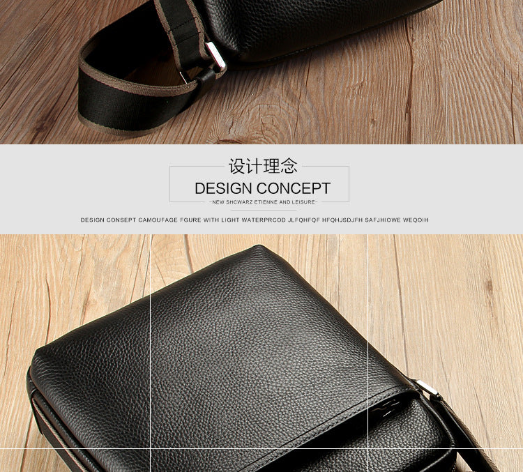 Men's Shoulder Bag Made of Genuine Cowhide Leather Fashion Large Capacity Crossbody Bag 
