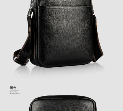 Men's Shoulder Bag Made of Genuine Cowhide Leather Fashion Large Capacity Crossbody Bag 