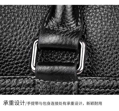 Men's handbag, genuine cowhide leather, computer bag, large capacity, business trip briefcase, men's handbag