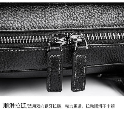 Men's handbag, genuine cowhide leather, computer bag, large capacity, business trip briefcase, men's handbag