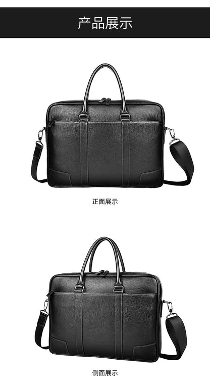 Men's handbag, genuine cowhide leather, computer bag, large capacity, business trip briefcase, men's handbag