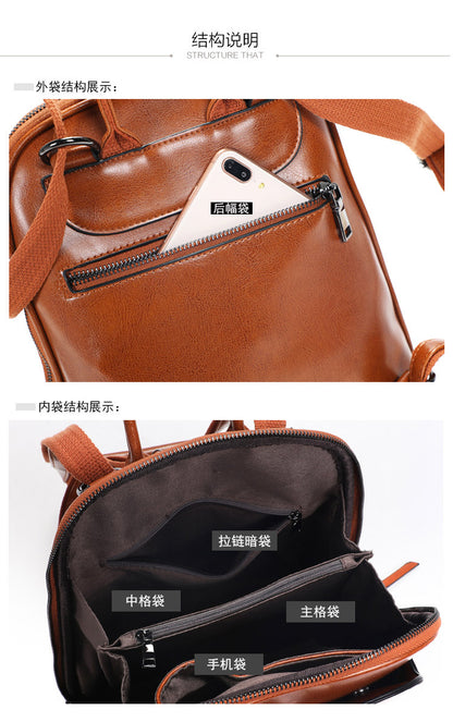 Genuine leather ladies bag shoulder bag fashion elegant multifunctional rucksack