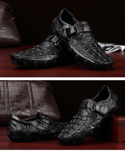 Crocodile leather genuine leather men's leather shoes moccasins men's business casual shoes 