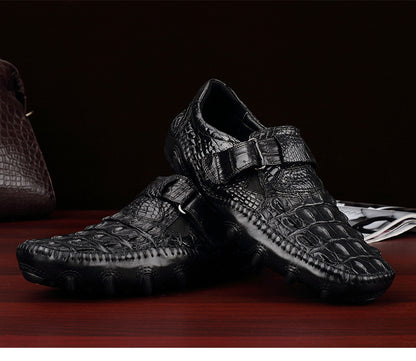 Crocodile leather genuine leather men's leather shoes moccasins men's business casual shoes 