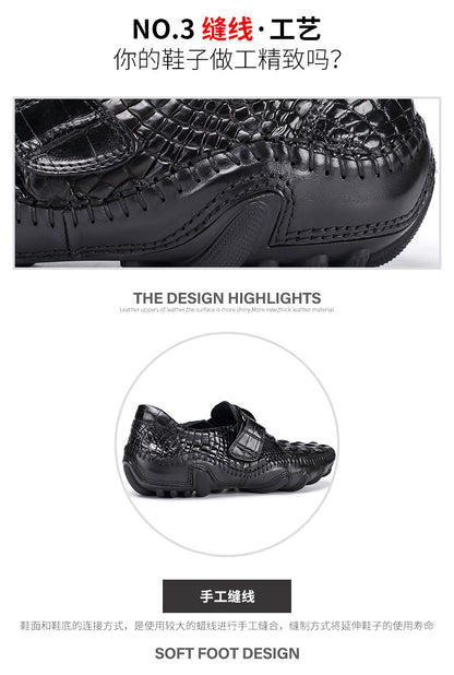 Crocodile leather genuine leather men's leather shoes moccasins men's business casual shoes 