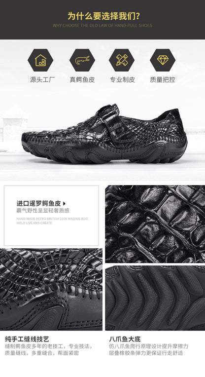 Crocodile leather genuine leather men's leather shoes moccasins men's business casual shoes 