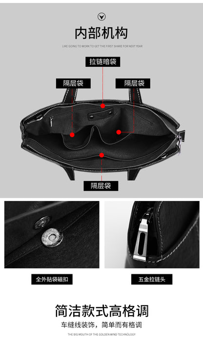 Men's briefcase handbag genuine cowhide leather computer bag business casual men's handbag crossbody bag 