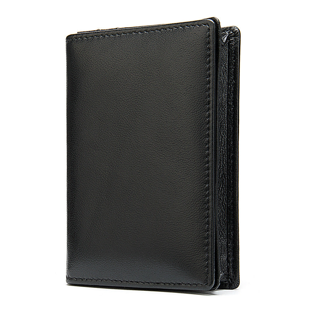 Men's short wallet sheepskin Korean fashion coin purse card holder multifunctional wallet for men 
