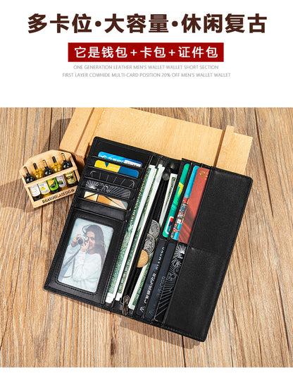 Men's long wallet, tanned leather, high quality coin purse, birthday gift, wallet for men 