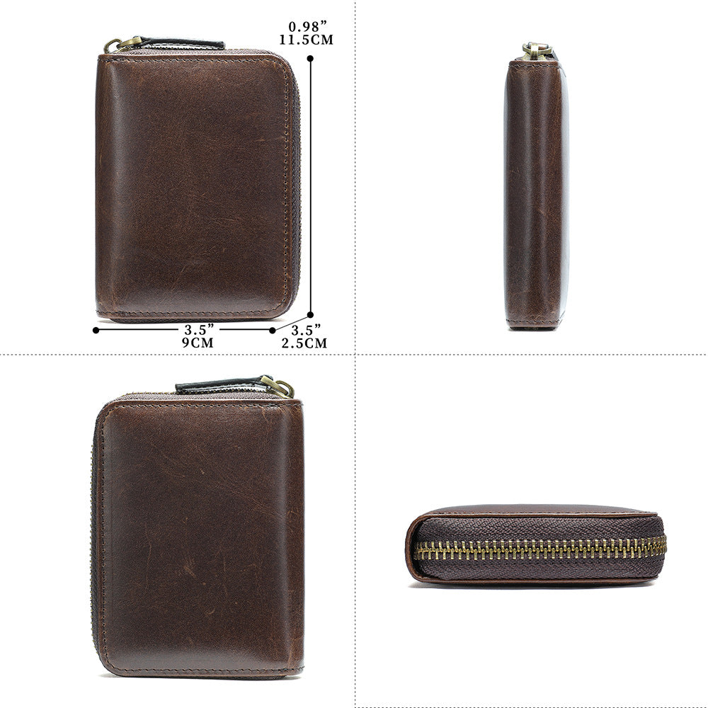 Men's wallet cowhide anti-theft brush coin purse card bag multifunctional men's wallet handbag 