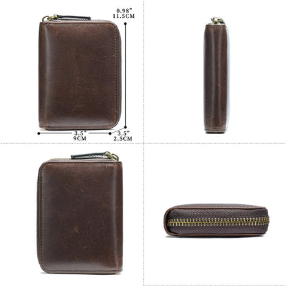 Men's wallet cowhide anti-theft brush coin purse card bag multifunctional men's wallet handbag 