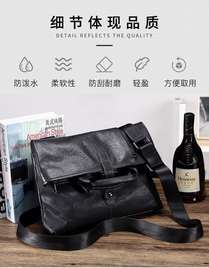 Men's shoulder bag, genuine cowhide leather, multi-functional handbag, business crossbody bag 