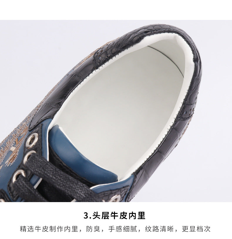 Crocodile leather genuine leather men's sneakers anti-slip fashion casual shoes men's shoes 
