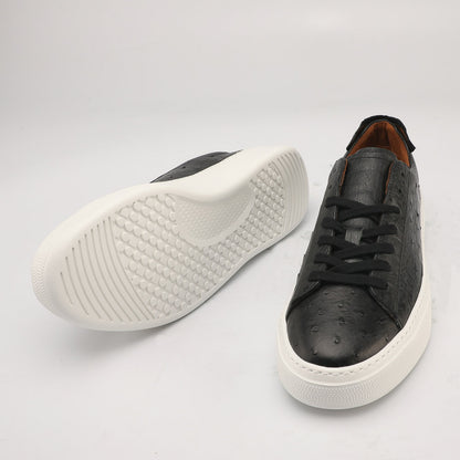 Ostrich Skin Men Shoes Fashion Genuine Leather Sneakers Men's Casual Sports Shoes 