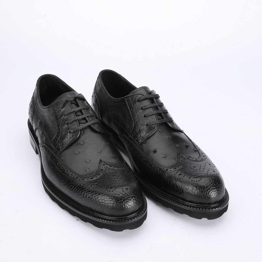 Ostrich skin genuine leather men's leather shoes Excellent breathability Men's business shoes 
