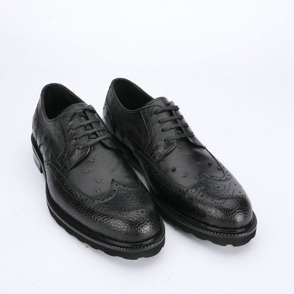 Ostrich skin genuine leather men's leather shoes Excellent breathability Men's business shoes 
