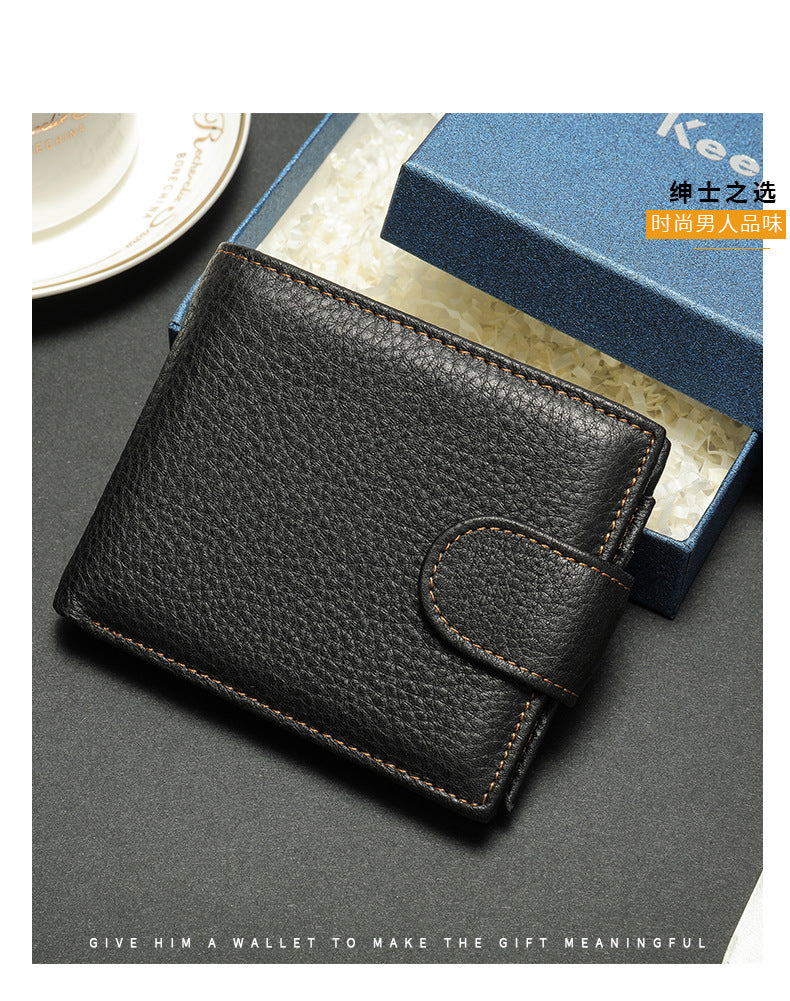 Men's short wallet made of genuine cowhide leather Casual men's wallet 