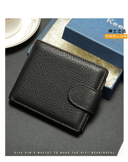 Men's short wallet made of genuine cowhide leather Casual men's wallet 