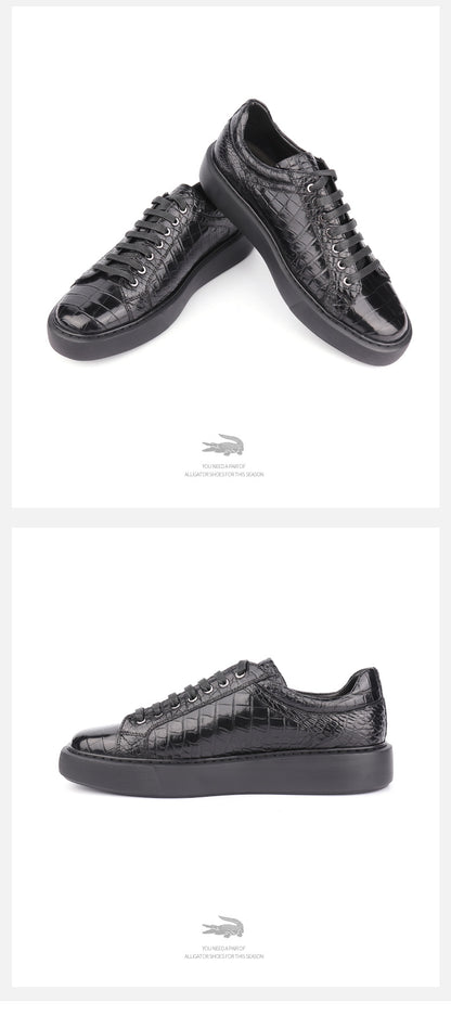 Crocodile Skin Genuine Leather Men's Sneakers Sports Casual Athletic Shoes Simple Fashion Wear-resistant Men's Shoes 