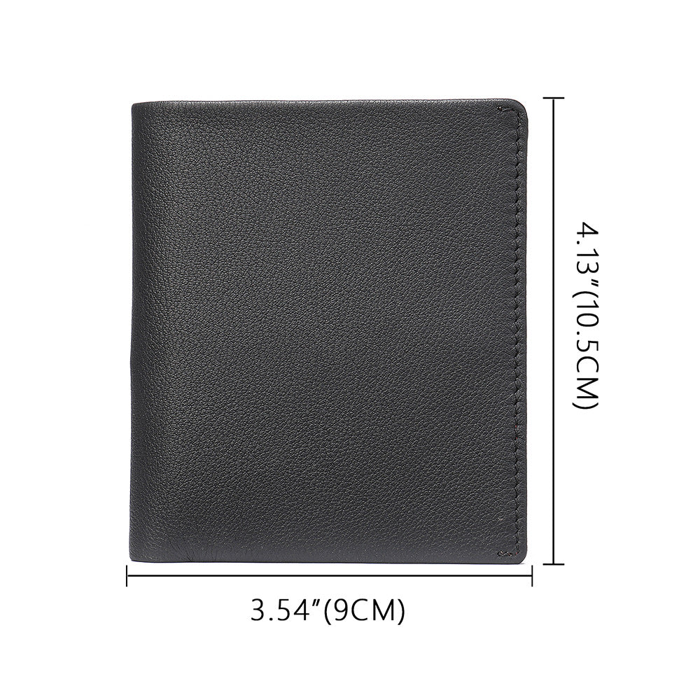 Men's short wallet genuine cowhide leather bi-fold retro card bag men's wallet 