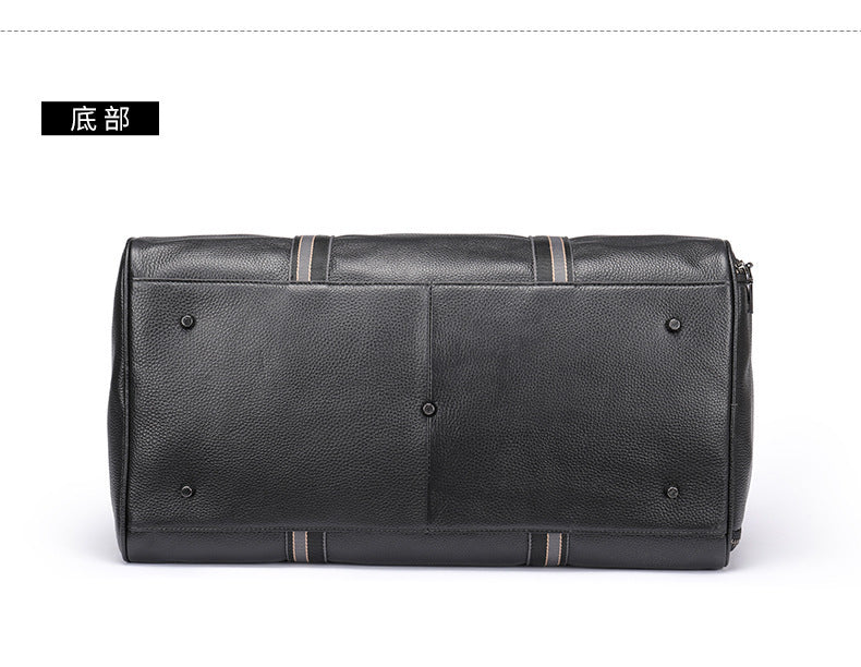 Men's Fitness Bag Genuine Cowhide Leather Dry/Wet Separate Short-distance Luggage Bag Men's Travel Bag Shoulder Bag 