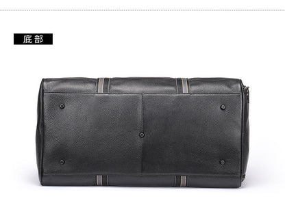 Men's Fitness Bag Genuine Cowhide Leather Dry/Wet Separate Short-distance Luggage Bag Men's Travel Bag Shoulder Bag 