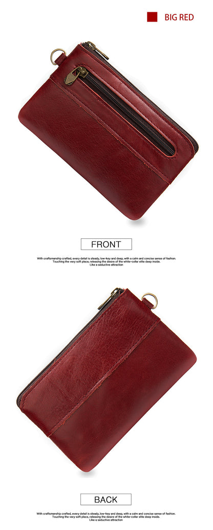 Men's Wallet Cow Leather Retro Casual Zipper Large Capacity Men's Wallet Coin Bag 