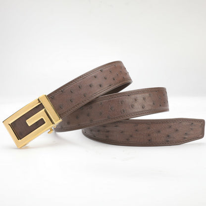 Ostrich Skin Genuine Leather Men's Belt Automatic Buckle Stainless Steel Buckle Width 3.4cm Fashion Belt for Men 