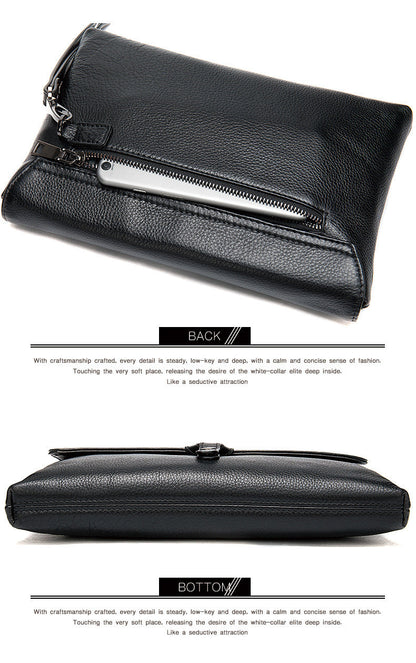 Men's Clutch Bag Cowskin Business Large Capacity Handbag for Men 