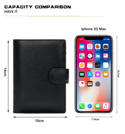 Men's wallet cowhide texture lychee pattern card holder business wallet for men 