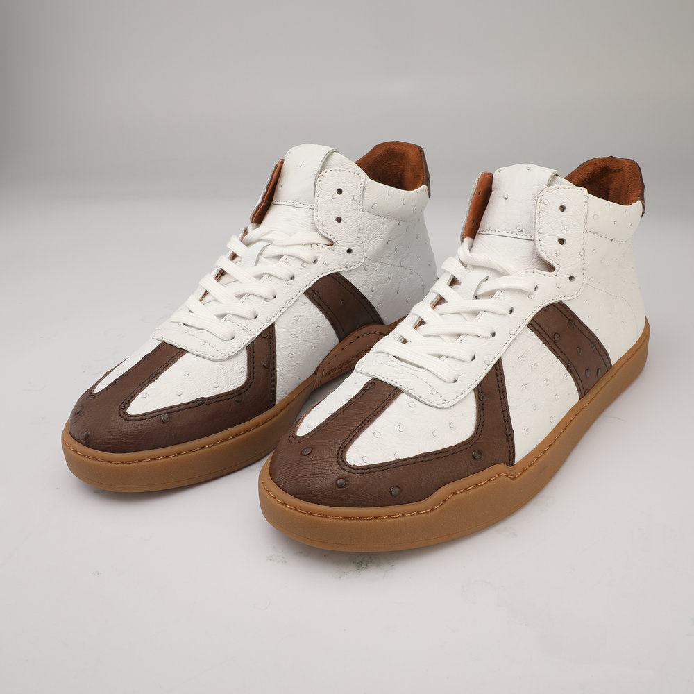 Ostrich skin genuine leather men's shoes fashion casual short boots 